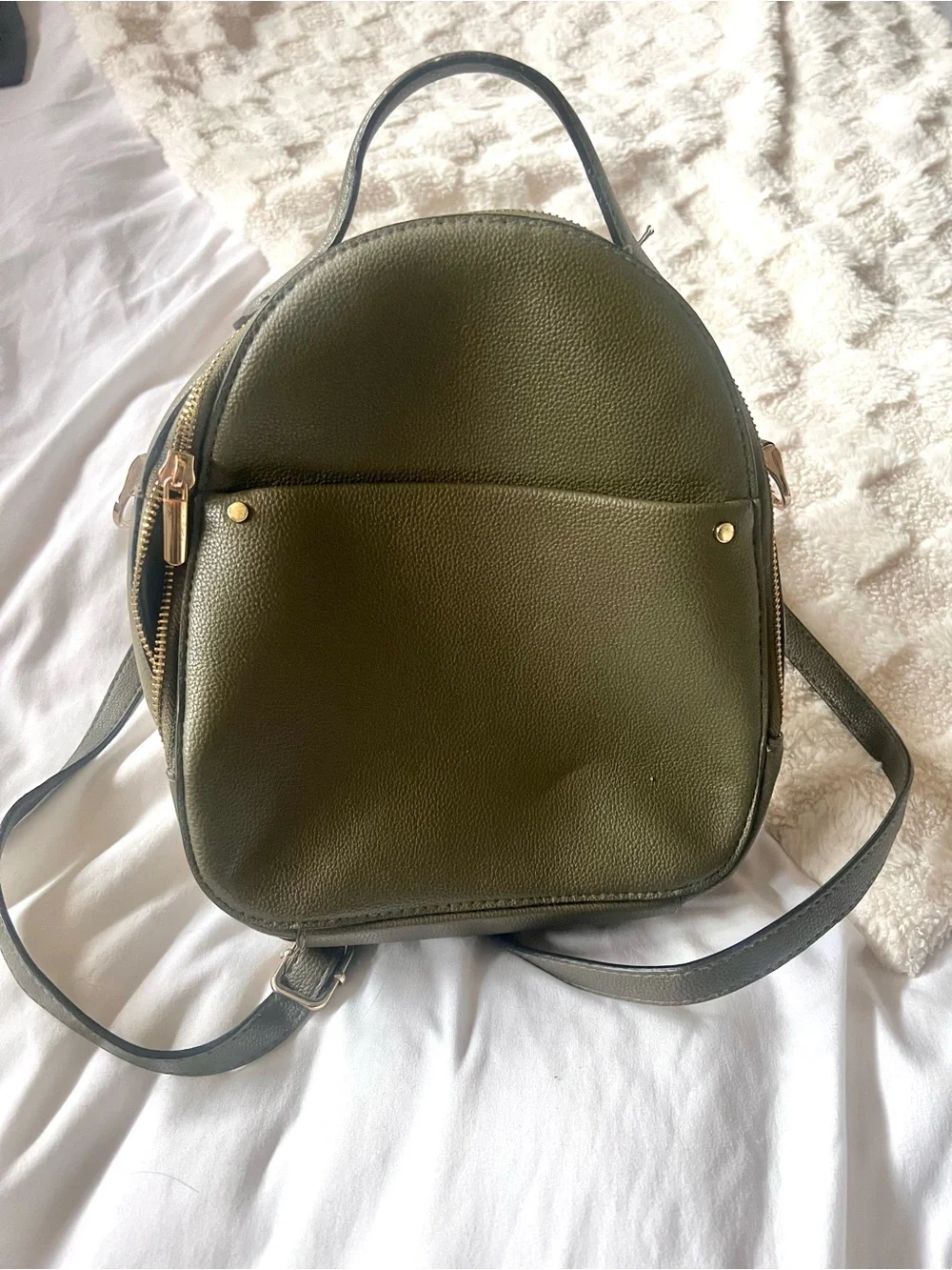 A NEW DAY Olive Green Pebbled Crossbody Backpack